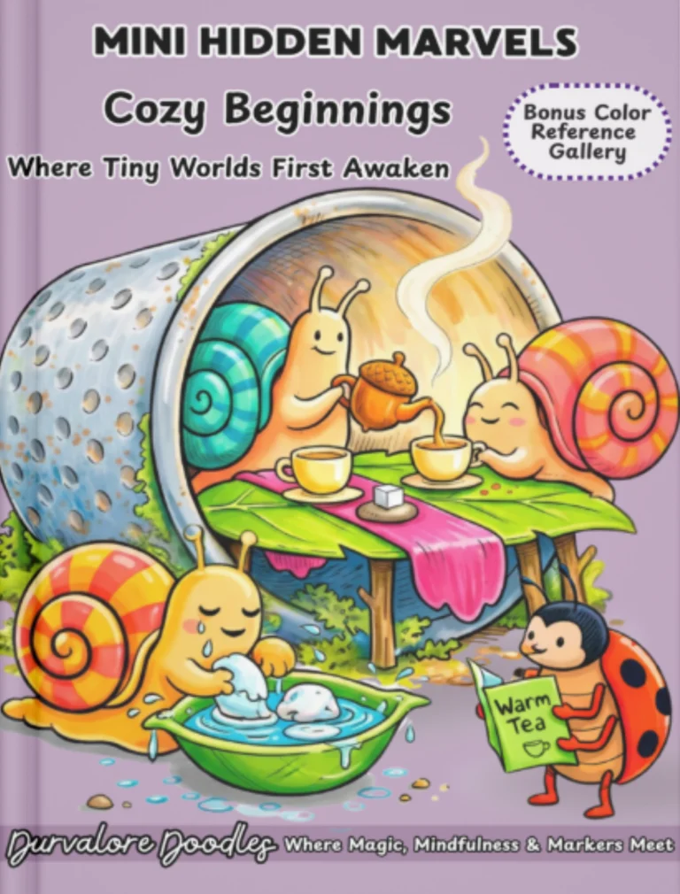 Mini Hidden Marvels Series Cozy Beginnings Book Cover for Durvalore Doodles