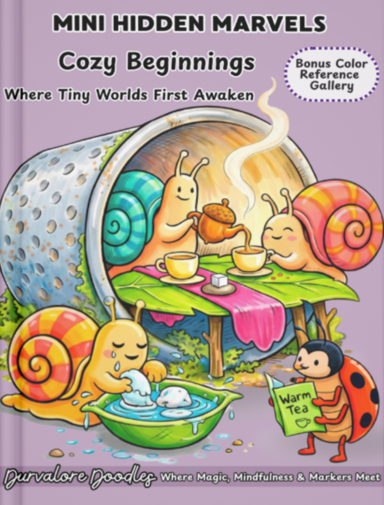 Mini Hidden Marvels Series Cozy Beginnings Book Cover for Durvalore Doodles