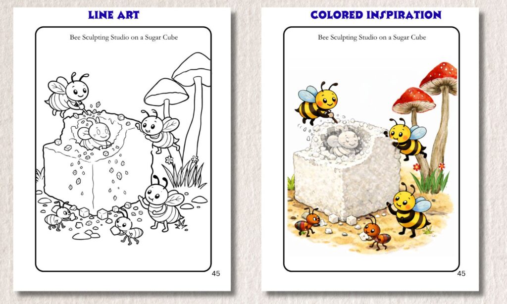 Bee Sculpting - Line Art to Color - Cozy Beginning of Mini Hidden Marvels