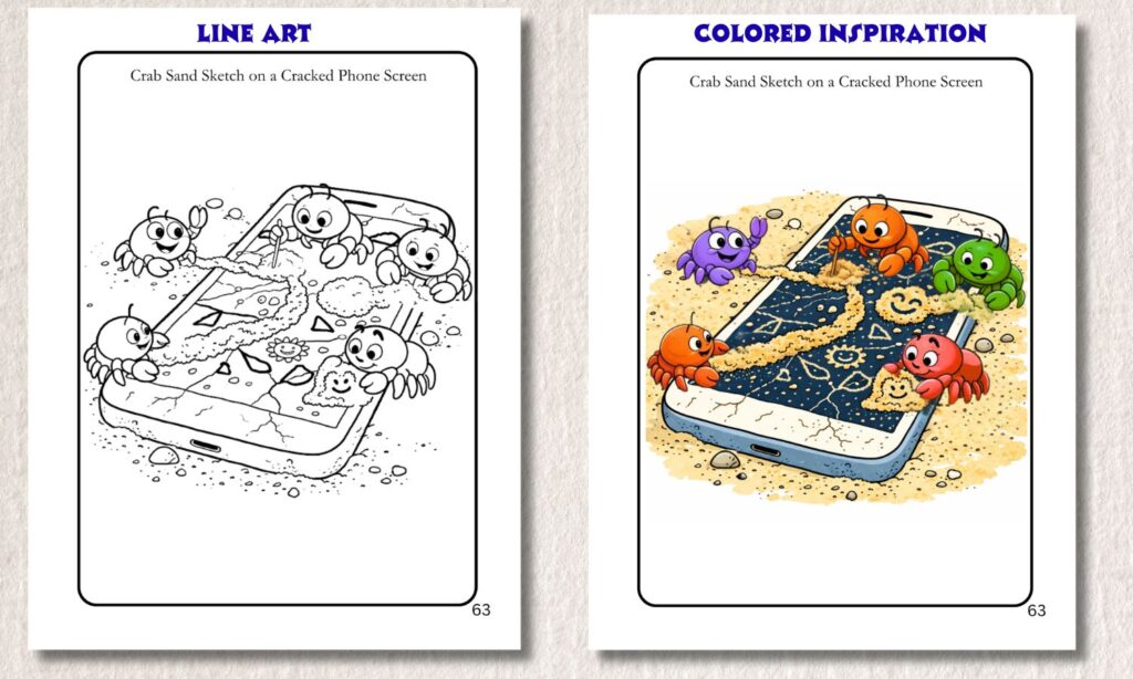 Crab Sand Art - Line Art to Color - Cozy Beginning of Mini Hidden Marvels