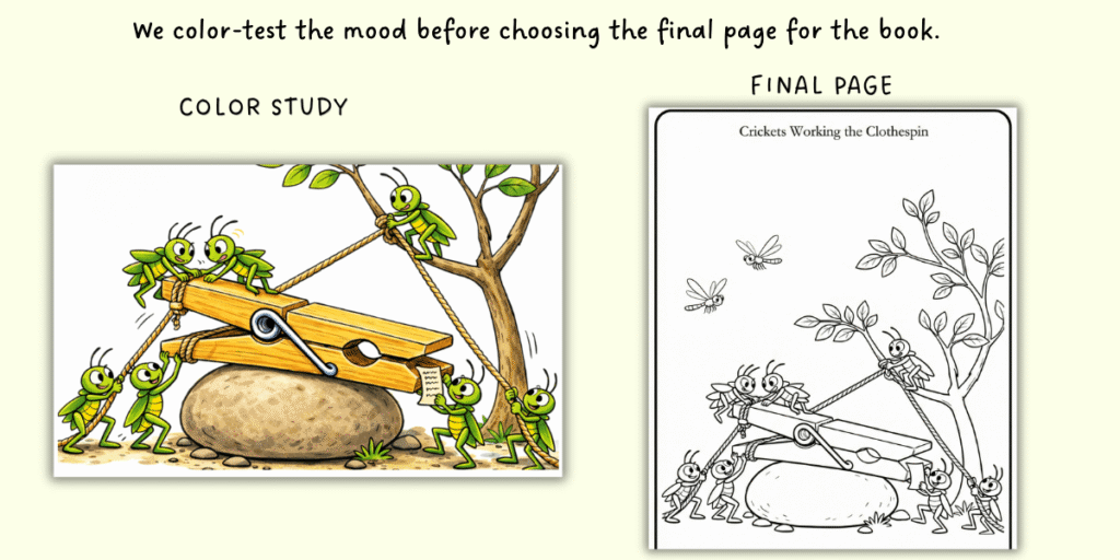 Line art Process - Step 2 and 3 for Mini Hidden Marvels - Cozy Beginnings